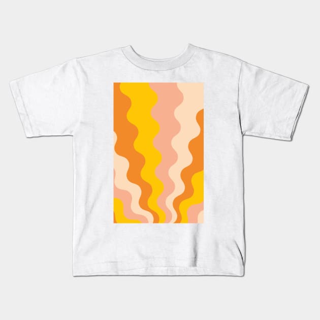 Retro groovy lines Seamless Pattern Yellow, Orange and Pink Kids T-Shirt by tramasdesign